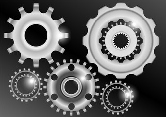 Engineering gray gear technology  wheel circle concept black background vector