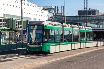 Fototapeta na wymiar Public transport, tram in Helsinki