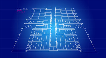 architecture abstract, 3d illustration, vector