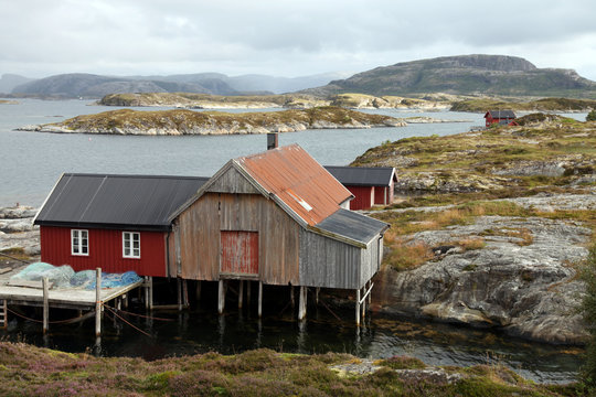 Fishing cabin on the island of Villa near Rorvik, west Norway 