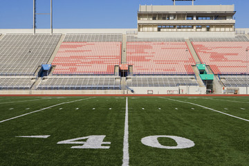 40 yard line on American football field with artificial turf