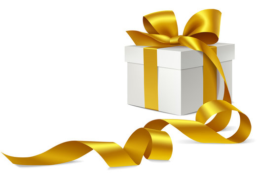 Gold gift bow with horizontal ribbon isolated Vector Image