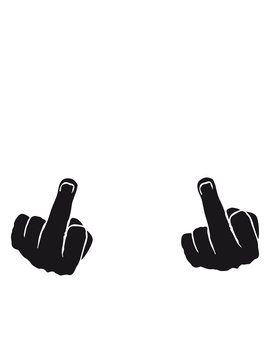 Black 2 hands showing gloves stinkfinger middle finger symbol fuck you off logo design cool insulting insult fick you wicked