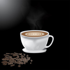 Coffee Cup  vector illustration hot Coffee black background design