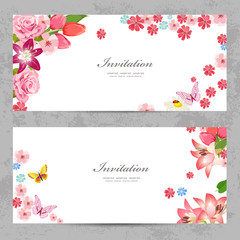 invitation cards with beautiful flowers for your design