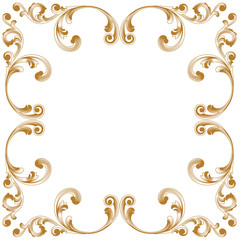 Golden vintage border frame engraving with retro ornament pattern in antique baroque style decorative design. Vector.