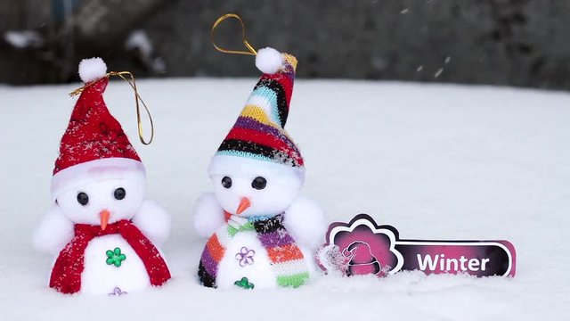 Two snowmen and winter cap