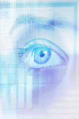 Digital composite of female eye and abstract pattern