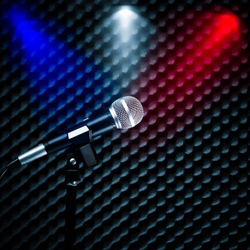 microphone & colorful spotlight, look like color of national flag