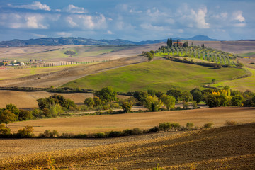 Aerial landscape of beautiful countryside valley, Tuscany