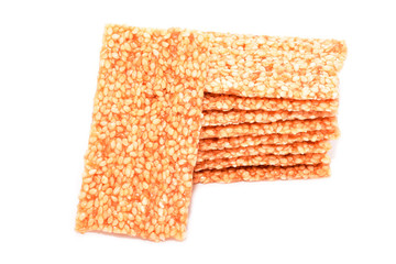 Sesame bars with honey isolated on white