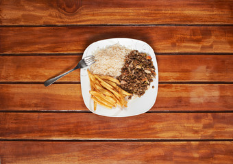 Plate with rice and chicken