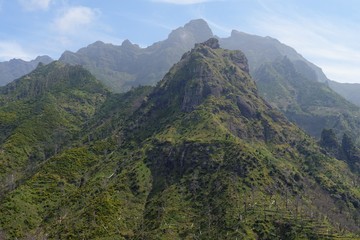 Scenic mountain landscape in Serra de Agua region on Madeira island, Portugal