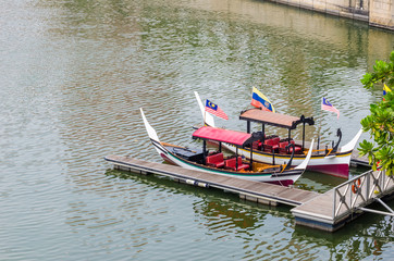 Boat and jetty at Putrajaya Lake, Malaysia
