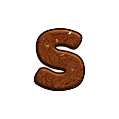 Font letter with Chocolate Cake texture. Perfect applicable saved working/ clipping path for design project.