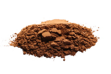 pile cocoa powder isolated on white background