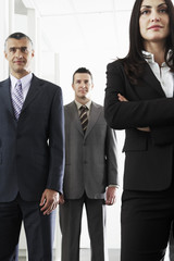 Team of confident business people standing in office