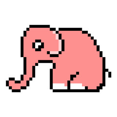 Fototapeta premium pixel art pink elephant