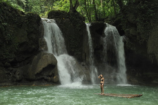 Girl at the Mag-aso Waterfalls, Bohol, Philippines