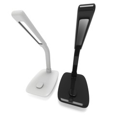 Led Sensor Desk Lamps. 3D render isolated on white background. Template for Object Presentation.