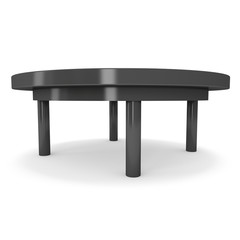 Black Round Table. 3D render isolated on white. Platform or Stand Illustration. Template for Object Presentation.