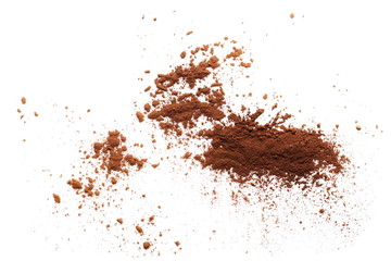 pile cocoa powder isolated on white background
