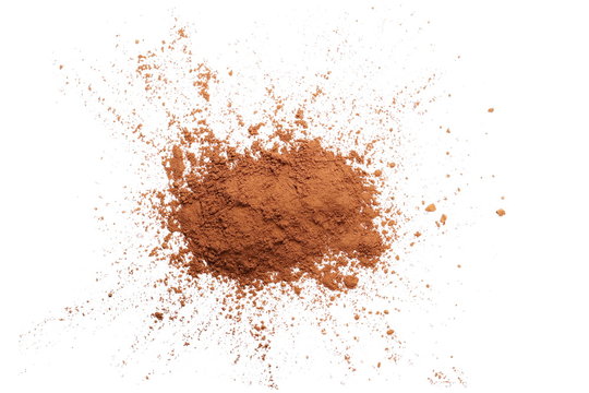 pile cocoa powder isolated on white background
