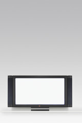 Empty plasma television isolated on grey background