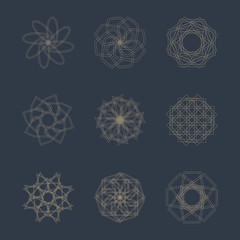 Abstract geometric shapes, futuristic wavy fractal in vector