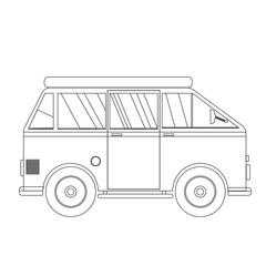 Travel omnibus camper thin line bus outline icon isolated on whi
