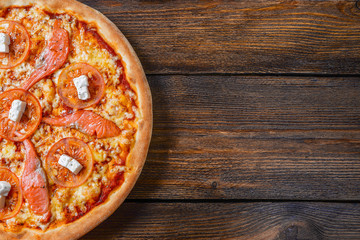 Pizza with cheese and fish