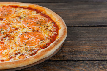 Pizza with cheese and fish