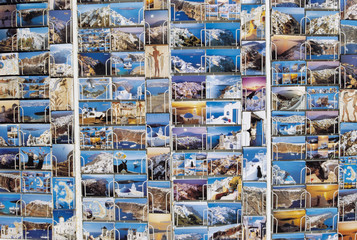 Postcards on display rack in store