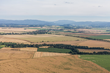 Fototapeta na wymiar aerial view of green harvest fields