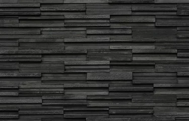 Meubelstickers Zwarte bakstenen leisteen textuur achtergrond, leisteen stenen muur textuur © SasinParaksa