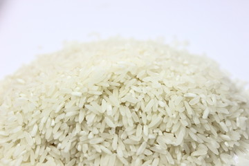 white rice, natural long rice grain for background and texture