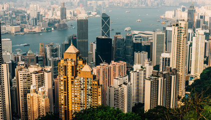 Hongkong city view from The peak at Hongkong,Sunset time