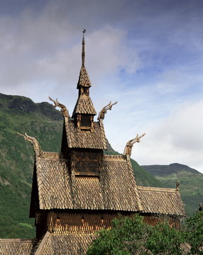 The best preserved 12th century stave church in Norway, Borgund Stave Church, Western Fjords