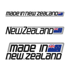 Vector illustration made in New Zealand, isolated zealander simple flags with union jack for independence day, national state flag and text new zealand on white, official ensign banner island country.