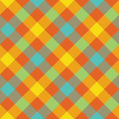 Bright diagonal checkered plaid seamless pattern