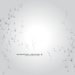 Molecule DNA and neurons vector. Molecular structure. Connected lines with dots. Genetic chemical compounds. Chemistry, medicine, science, technology concept. Geometric abstract background.