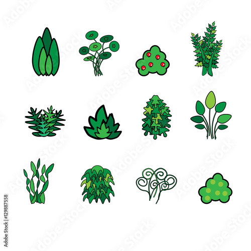 "cute kid art cartoon style vector flat plant vector collection set