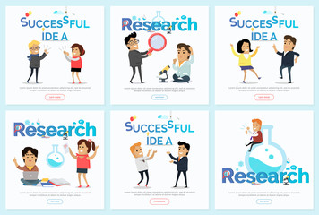 Successful Idea and Research Vector Banners Set