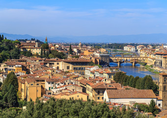 Fototapeta na wymiar View of the bridge Vecchio in Florence