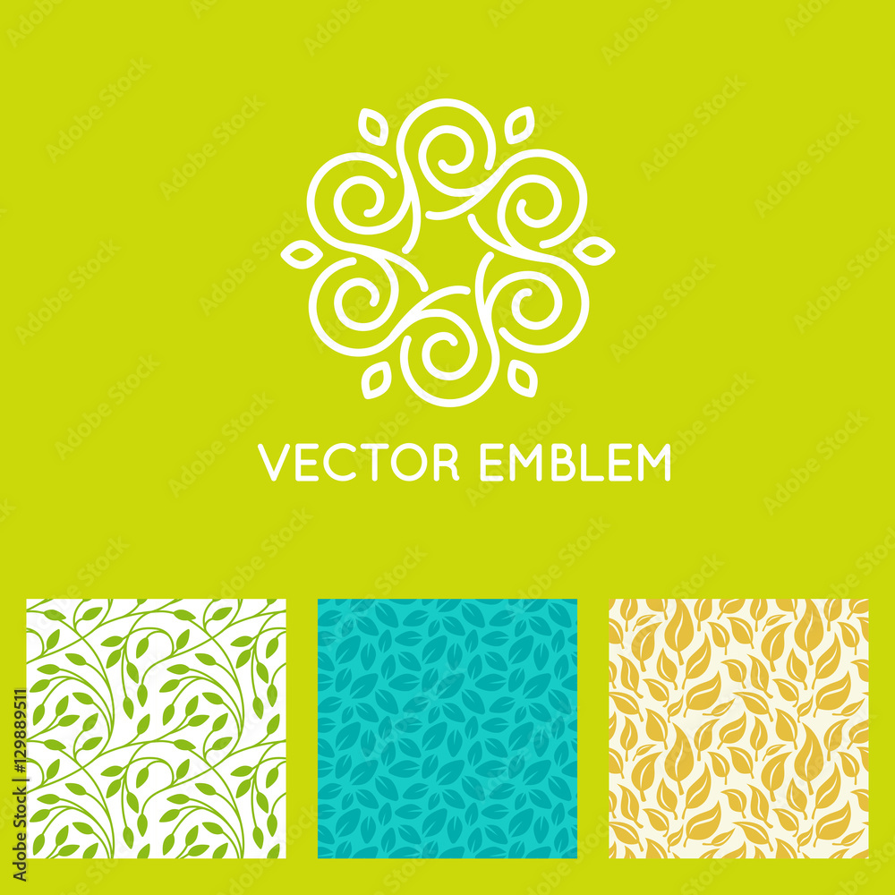 Poster vector set of logo design templates, seamless patterns