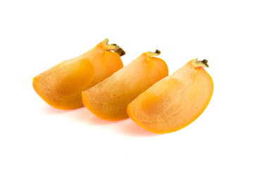 Fresh ripe persimmons isolated on white background.