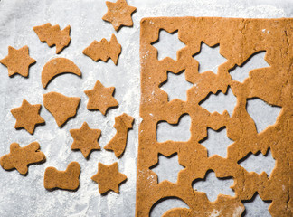 Gingerbread cookies on a parchment