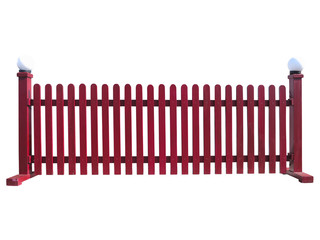 Wooden fence at ranch isolated over white