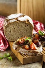 Vegetable bruschetta with homemade bread