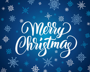 Merry christmas card with brush lettering. Vector illustration